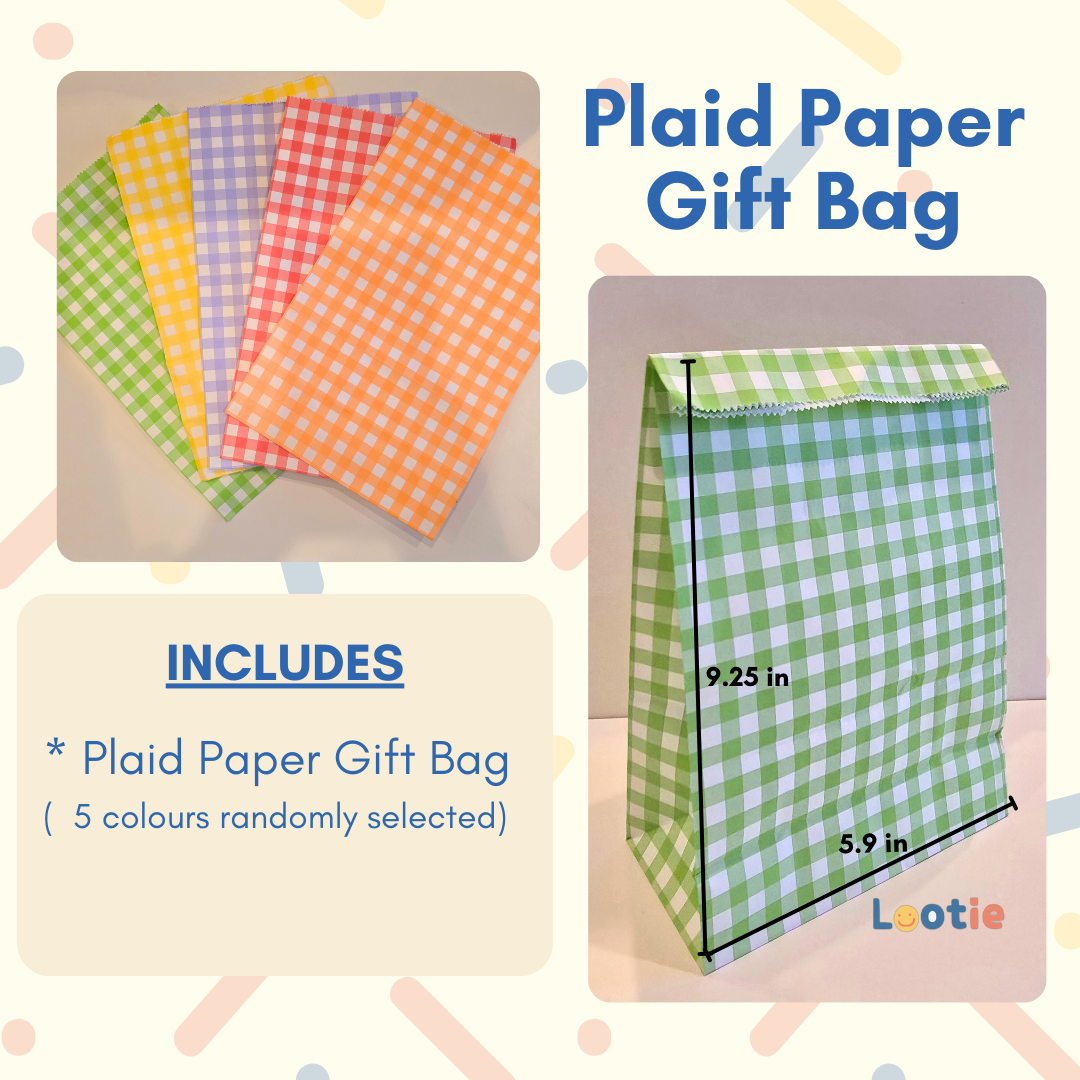 Plaid Paper Gift Bags – Assorted Colors