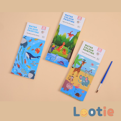 Children's mess free  Water Coloring Book with paint brush