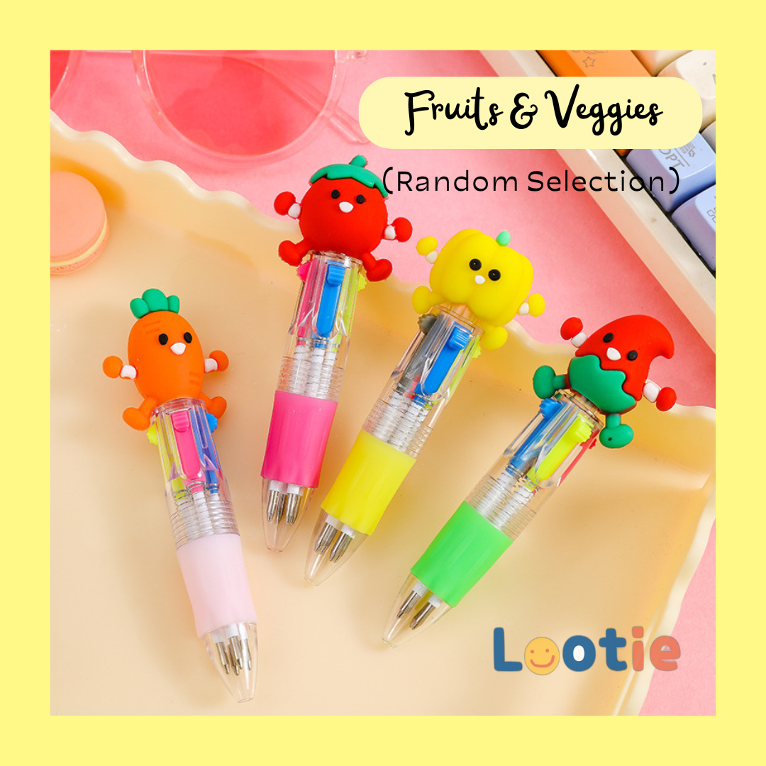 Colorful pens with cartoon character ends
