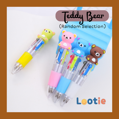 Set of colorful pens with bear-shaped ends 