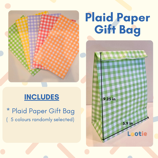 Plaid Paper Gift Bags  – Assorted Colors