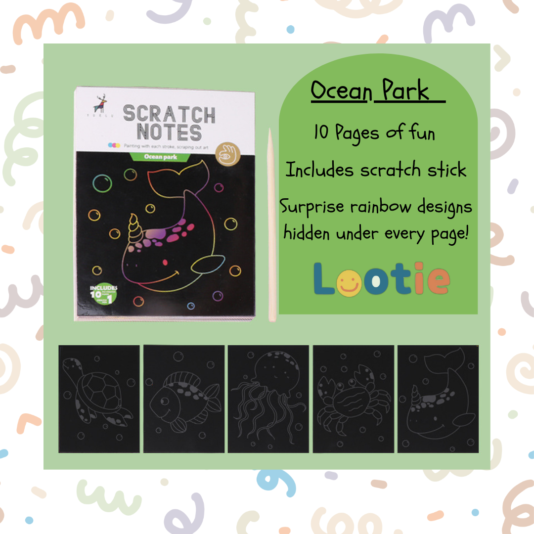 Scratch notes set with ocean-themed designs 