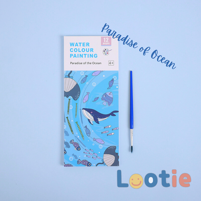 Watercolor painting  with ocean-themed design